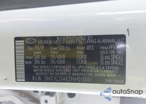 2022 Hyundai Santa Cruz Sel z USA, uszkodzony, nr VIN 5NTJCDAE3NH013057